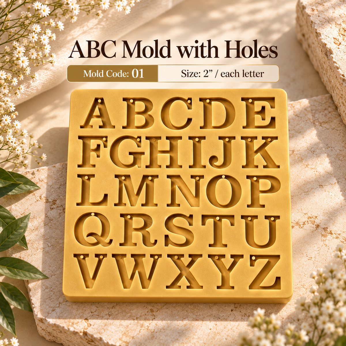 Alphabet keychain mold 01 (with holes)