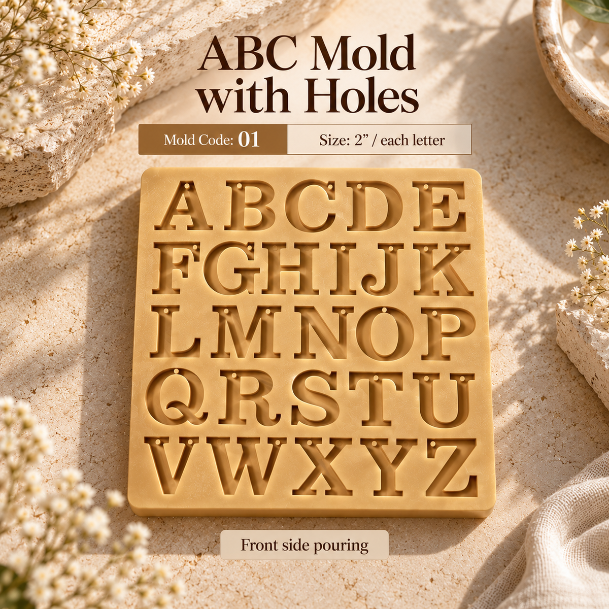 Alphabet keychain mold 01 (with holes)