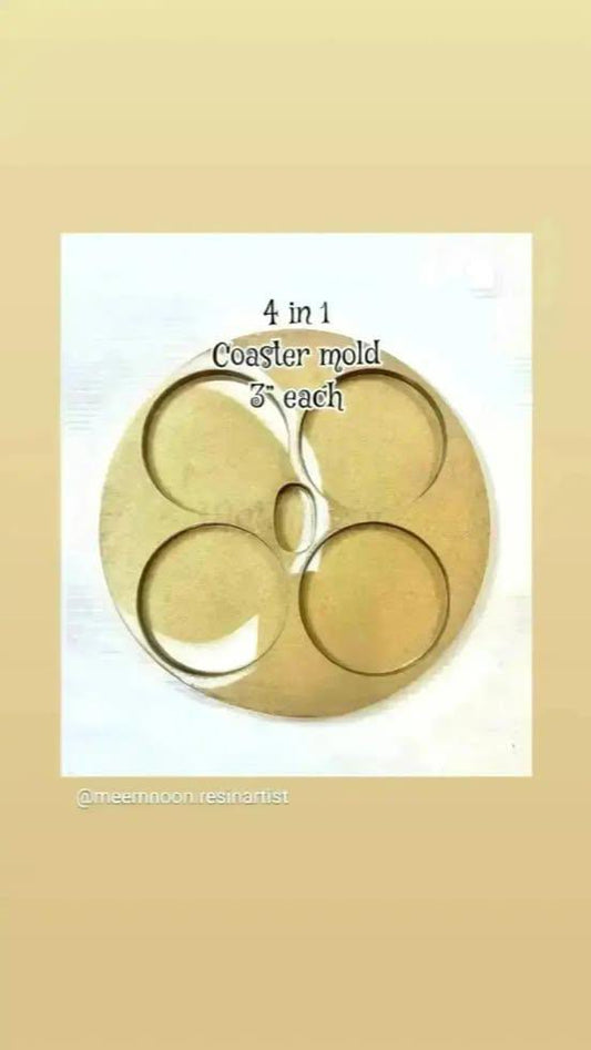 4 in 1  Plain Edges Round Coaster Mold Size 3"