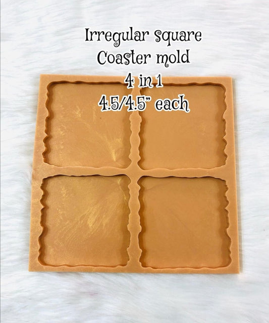 4 in 1 Irregular Edges Square Coaster Mold