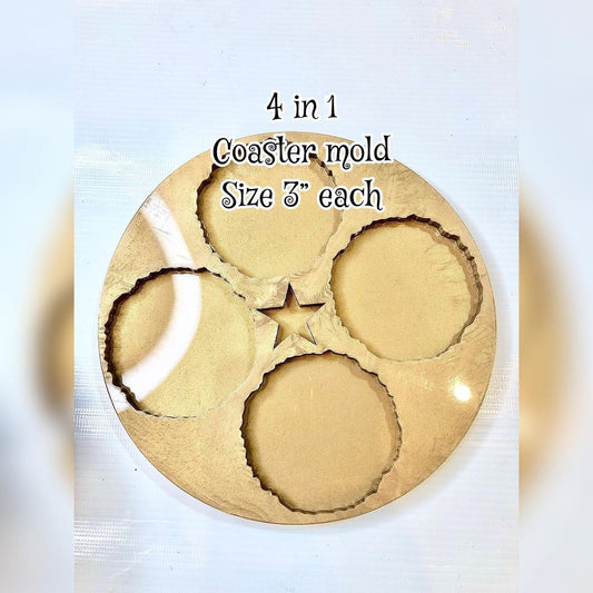 4 In 1 3" Irregular Edges Coaster / Keychain Mold