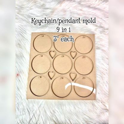 9 in 1 Plain Round Keychain /Pendant Mold
