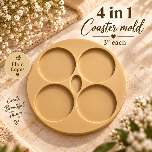 4 in 1  Plain Edges Round Coaster Mold Size 3"