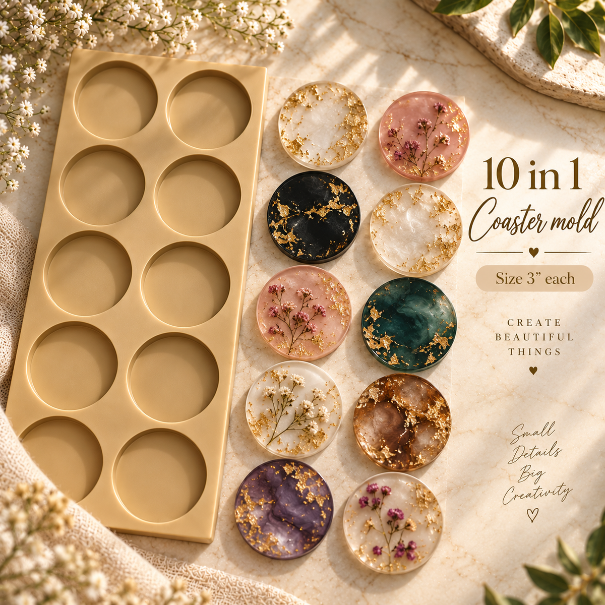10 in 1 Coaster mold (plain edges)