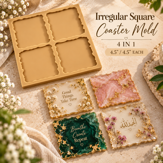 4 in 1 Irregular Edges Square Coaster Mold