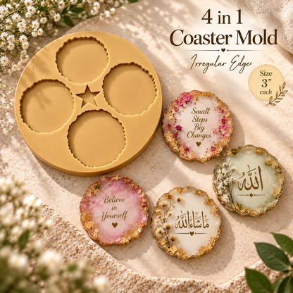 4 in 1 Coaster Mold  |size 3" |irregular edges