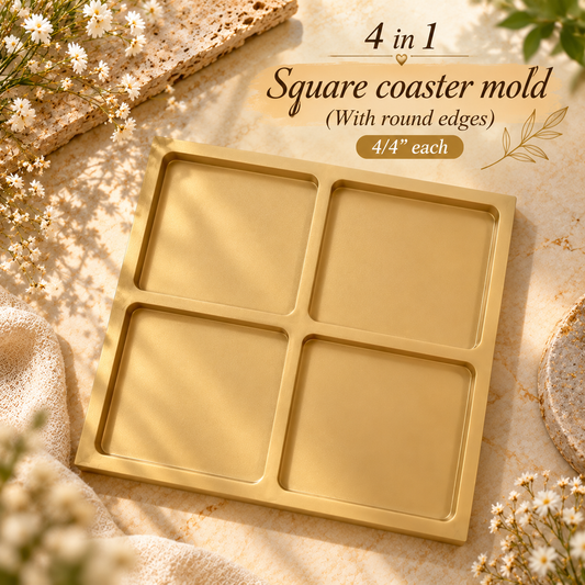 4 In 1 Square Coaster Mold With Round Edges