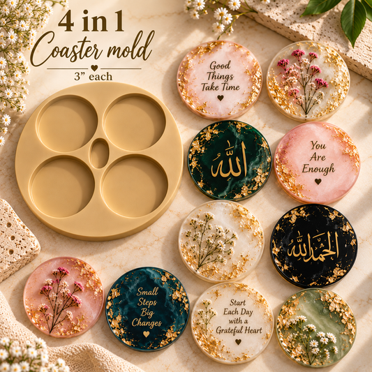 4 in 1  Plain Edges Round Coaster Mold Size 3"