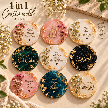4 in 1  Plain Edges Round Coaster Mold Size 3"