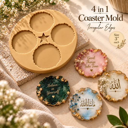 4 in 1 Coaster Mold  |size 3" |irregular edges