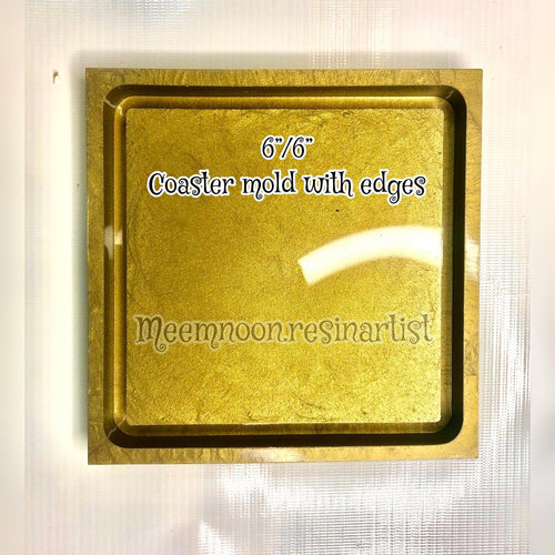 Rectangular coaster mold with edges / 6"/6"